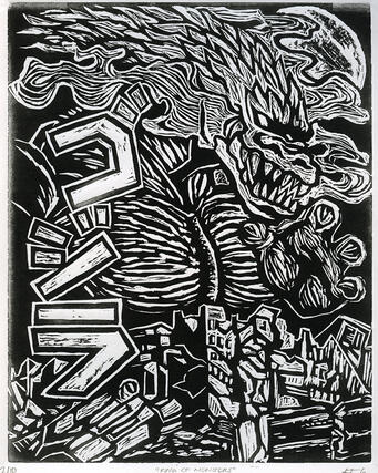 King of Monsters (Linocut Print)